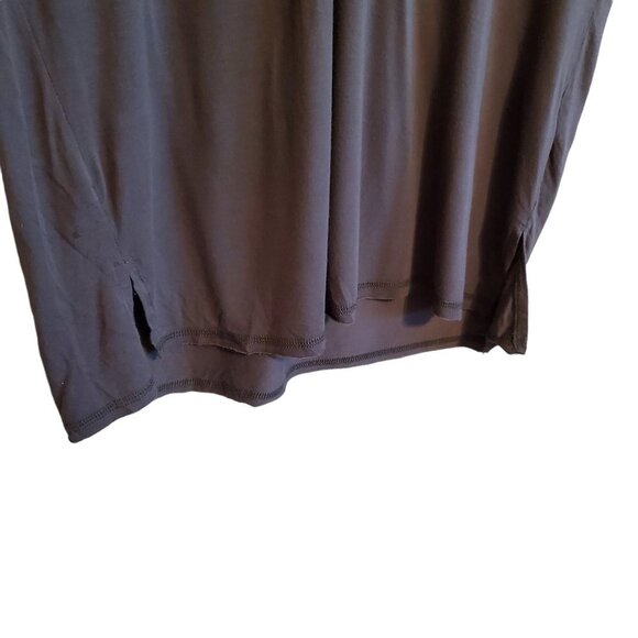 POL Long Tunic V- Neck Charcoal Gray Rayon Spandex Blend Short Sleeve Medium - Picture 5 of 13
